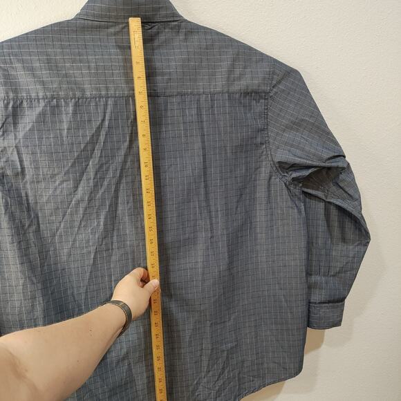 Haggar Button Down Shirt Mens XXL Long Sleeve Blue Cotton Polyester Blend - Picture 8 of 10